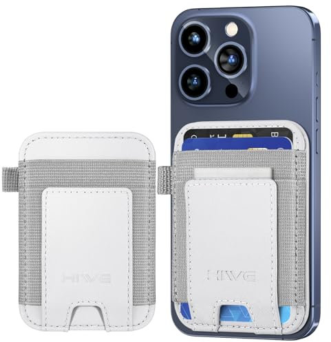 HiWe Für Magsafe Wallet Neu-Upgrade Magnetischer Kartenhalter Leder Magnetische Brieftasche mit Leistungsstarkem Magnet für iPhone 16/16 Pro/15/14/13/12 Serie, Passend für 7 Karten, RFID-Blockierung,