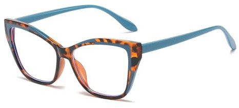 LJCZKA Vintage Blaulichtfilter Brille Katzenaugen Damen,Brille ohne Sehstärke Anti-Müdigkeit Computer Gaming Brillen für PC