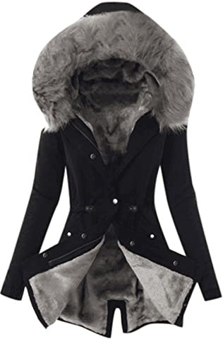 Angxiwan gutscheine von Amazon Sehr Warme Winterjacke Damen Wintermantel GefüTtert Damen Winterparka Wasserdicht Damen Lange ÄRmel Winterjacke Damen Gr 52 Damen Mantel Mit GüRtel