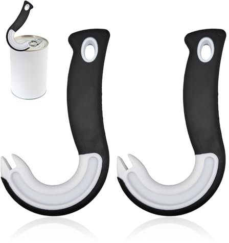 2-Piece Hook Can Opener, Fussy Pull Ring Can Opener, Ergonomic Can Ring Pull Assistant, Assistive Tool Can Opener for Weak Hands, Suitable for Home and Outdoors