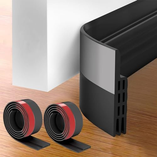 2 Pièces Bas de Porte Isolant, Bas de Porte Isolant Phonique Porte, Joint Porte Boudin de Porte, Autocollant, pour l'Isolation Contre Froid, Insectes, Poussière (noir)