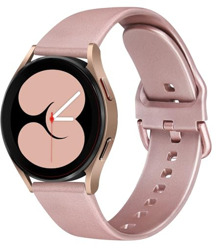 Amzpas für Samsung Galaxy Watch 4 Armband 40mm 44mm,Galaxy Watch 4 Classic Armband 42mm 46mm,20mm Neues Silikon Sport Ersatzarmbänder für Samsung Galaxy Watch 4 Damen Herren (Roségold)