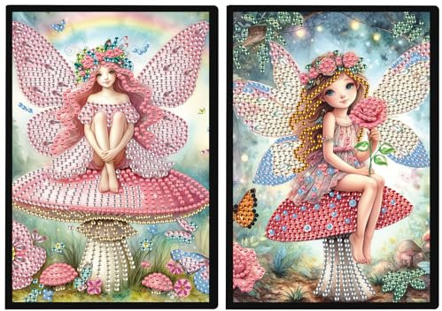 DCIDBEI 2 Pack Diamant Painting Notebook für Erwachsene Kinder Engel A5 Blanko Notizbuch Diamond Painting Notizbücher Elfe Diamond Painting Übenheft Skizzenbuch Diamant Malerei Tagebuch Fee 50 Blätter