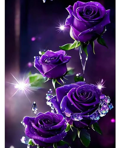 Rose Diamond Painting Erwachsene-Violett Rose Diamant Painting Bilder Erwachsene, Roses Diamond-Painting Arts Craft für Home Wand Decor (30x40cm)