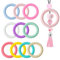 UR URLIFEHALL 10 Pcs 10 Colours Silicone Beadable O Rings Beads Silicone Focal Frame with 2 Holes for Jewellery Car Charms Keychain Crafts