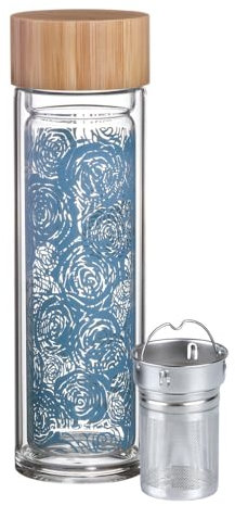 TEA SHOP - Travel Tea Eternal - Botella de Cristal con Doble Pared de Borosilicato para Tés e Infusiones - Accesorios para té o infusiones