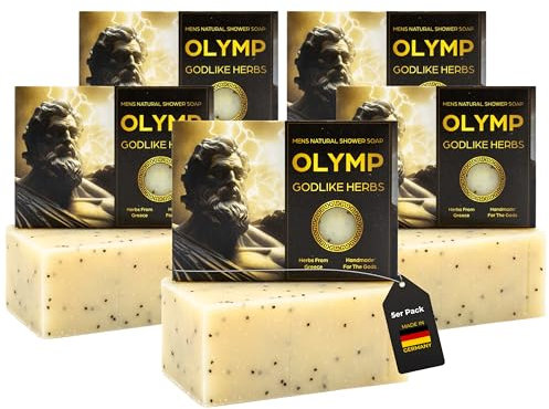 MEDUNA Peeling-Seife Olymp Godlike 5 x 100g - feste Naturseife - Handmade Soap Pflegeseife - Körperseife für alle Hauttypen - Bio-Kokosöl & Shea Butter Männerpflege - Made in Germany