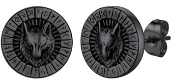 Supcare Orecchini Uomo in Acciaio Inossidabile - Martello di Thor, Triangolo Geometrico, Testa di Lupo con Rune - Argento, Nero, Oro - Idee Regalo per Halloween/Natale