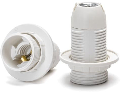 Douille en plastique E14 avec borne à ressort, filetage complet, blanc