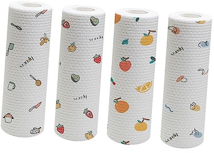 SHOWERORO 4 Rollen Einweg-geschirrtücher Haushaltsgeschirrtücher Küchenreinigungstücher Saugfähig Für Küche Und Fenster