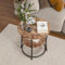 BORPHOM Round Coffee Table,Sofa Side Table,End Table with Metal Frame,For Small Space,Living Room,Bedroom,2-Tier Circle Coffee Table with Storage Shelves,Black+Brown oak