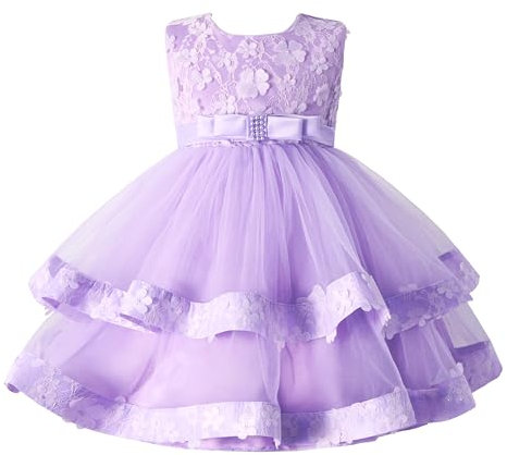 Miipat Abitos per Bambina Senza Maniche in Tulle Principessa Abiti da Festa per Bambine in età Prescolare Abiti Formali da Compleanno da Damigella d'Onore da Matrimonio 110 3-4 Anni
