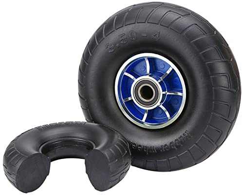 Pneus de brouette 3.50-4 (10)/3.00-8 (14) Pneus de Rechange en Caoutchouc Plein Trous de Montage de 0,79 Roulement à Billes Double - Roues en Alliage Rouge/Bleu Capacité de 661 LB - Pneus Anti-