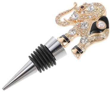 MAGICLULU 1pc Rhinestone Elephant Wine Stopper Decorative Bottle Plug Reusable Cork for Red Wine Olive Oil Vinegar Unique Present for Parties and Gatherings