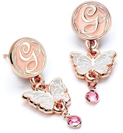 Wicked Glinda Drop Butterfly Earrings Rose Gold Colour