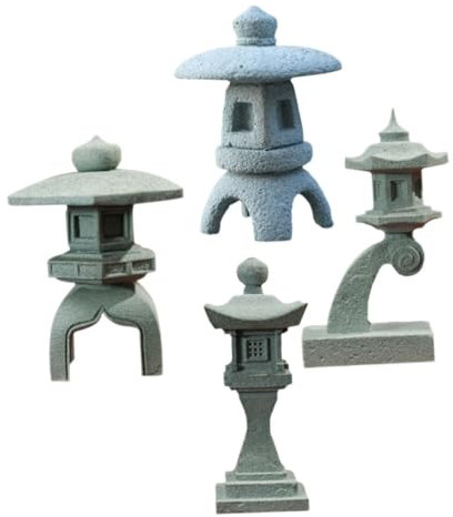 CANIGHT Miniatur-laternenturm-Modell 4er-Pack Sandstein-Bonsai-Ornamente Dekoration Terrarium- Zen-Garten-zubehör