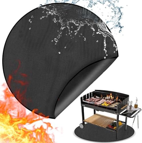 BELEFU Runde Feuerschalenmatte, feuerfest, wasser- und öldicht, Grillteppich, hitzebeständig, Grillpad für Outdoor, Kochdeck, Gras, Herd, Terrasse, 91,4 cm