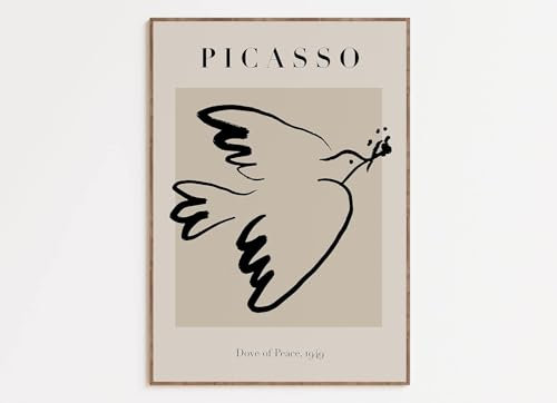 Pablo Picasso Poster Picasso Ausstellung Kunst Leinwand Malerei Linie Kunst Taube Beige Wandkunst Picasso Drucke Für Wohnkultur Bild 40x60cm Kein Rahmen