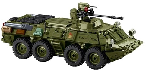 Fuleying Militärischer Bausteine Bausatz, 1: 35 BTR-80AS Infanterie-Kampffahrzeug Klemmbausteine, 619PCS Armee gepanzerter Panzer Modell Spielzeug für Erwachsene Kinder im Alter von 8+
