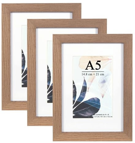 Scholartree Bilderrahmen A5 / 21 x 14.8 cm | Holzfarbe |Plexiglas | Posterrahmen | Fotorahmen | 3er Set