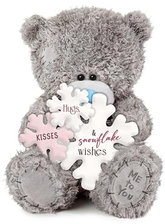 Me To You Tatty Teddy Plush Bear Holding Hugs & Kisses Snowflakes, 21-cm High Bear - Official Collection