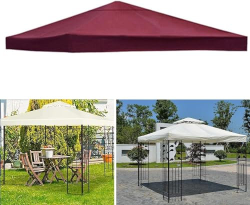Generisch 3 x 3 m wasserdichte Pavillon-Ersatzabdeckung mit belüftetem Oberteil für Pergola-Terrasse, Oxford-Gewebe (nur Oberteil), rote Einzelplatte
