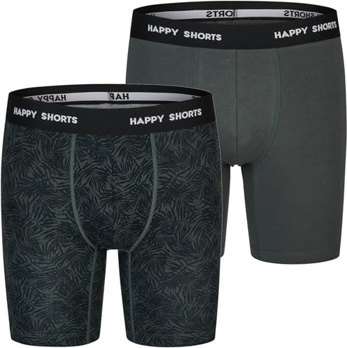Happy Shorts 2 Jersey Trunk Lang Herren Boxershort Pant Palmenblätter