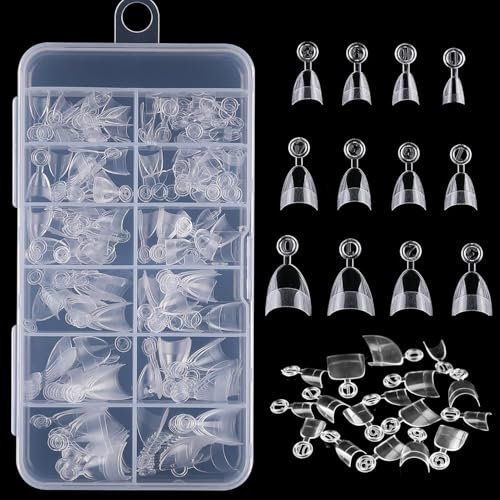 120 PCS Short Almond Nail Tips – Clear Cover Fake Press On Nails, 12 Sizes Oval Acrylic Nail Tips, Professional Extension Set for Salon & Home Use, Easy to Apply