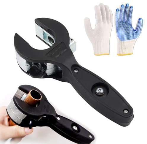 KBIBCK Coupe-tube à cliquet 2 en 1, coupe-tube en cuivre, coupe-tube portable à cliquet, coupe de tuyau réglable de 8 à 29 mm de diamètre, coupe de tube pour tuyaux en cuivre, PVC et métal