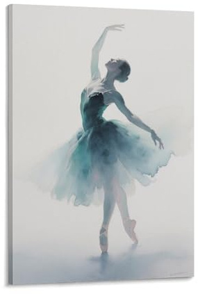 Leinwandbild, Motiv: Tänzerin, 3D-Wandbild, Ballett-Kunstwerk, groß für Wohnzimmer, Schlafzimmer, Badezimmer, Büro, Heimdekoration, 40 x 60 cm