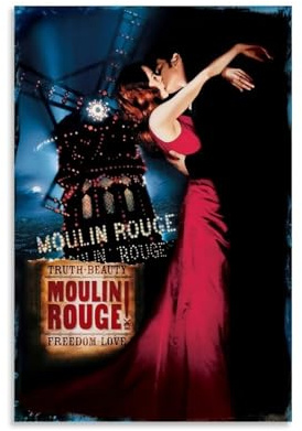 Moulin Rouge Poster, Wandkunst, Leinwand, ästhetisches Vintage-Poster, dekoratives Gemälde, Wohnzimmer, Schlafzimmer, Dekoration, 30 x 45 cm, ungerahmter Stil