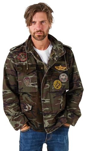 Joe Browns Men's Funnel Neck Military-Inspired Camo Jacket, Regular, Khaki, UK M