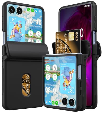 WATACHE Case for Samsung Galaxy Z Flip 7 Case with Card Holder, Full Body Protector with Hinge Phone Cover for Samsung Galaxy Z Flip 7 5G 2025（Black）