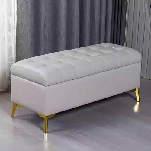 Farmhouse Sitzbank für Eingangsbereich, rechteckig, für Schlafzimmer und Nachttisch, Hellgrau, 80 x 40 x 43 cm, ideal für Schuhe, Decken und mehr