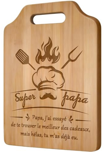 Cadeau Papa,Cadeau Papa Noël - Planche à Découper en Bambou,Pour la Fête des Pères,Pour l‘Anniversaire de Papa’s,Idée Saint-Valentin pour Homme,Présent Original pour Père, Idée pour Lui