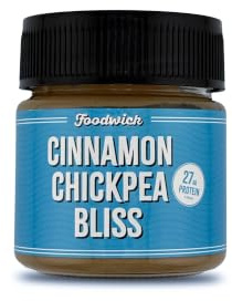 Foodwick Chickpea Spread with Cinnamon – 210g Glass Jar – High-Protein Vegan Spread – Naturally Sweetened with Beet Sugar – No Palm Oil – Dairy-Free – Plant-Based