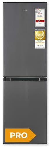 Exquisit Kühl-Gefrierkombination, 193 Liter, No-Frost, LED-Beleuchtung, 4-Sterne-Gefrieren, KGC5195-65-NF-330E inoxlook-az