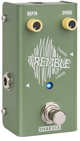 SHAEVLE Köreffektpedal – kristallhink-brigadstil, äkta bypass, brett tonalt omfång från klassisk till djup, kompakt design (kör) (Green - Tremolo) | All-Analog krets, sann bypass, volymkompenserad djupkontroll, kompakt stompbox TREMBLE (Tremolo)