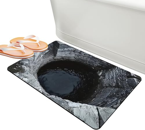lisutupode Optical Illusion Carpets, Realistic Floor and Door Mat, 3D Optical Illusion Hole on Carpet, for Entrance Indoor Outside Door Bathroom Kitchen Bedroom Living Room Games Room Area