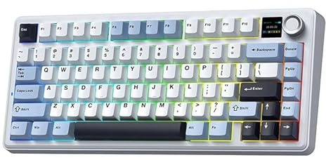 TZMRIT X Aula F75 MAX (schermo TFT) Tastiera meccanica wireless con schermo TFT e Knob, tastiera da gioco Gasket in 75% layout, hot swappable, RGB Backlight, per PC/Mac/Linux (blue)