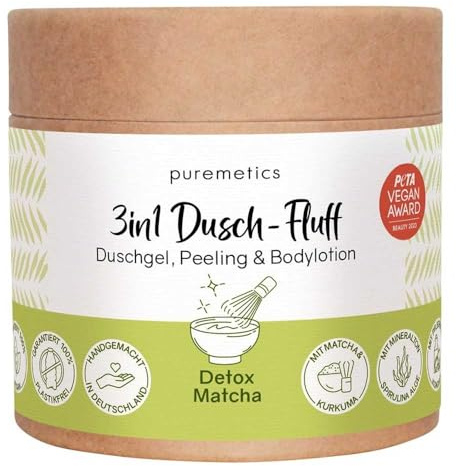 puremetics 3in1 Dusch-Fluff, Detox Matcha, 250g