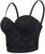 Woboren Damen Strass Push Up Bustier Crop Top Gothic Punk Korsett Clubwear Party BH (Schwarz, L)