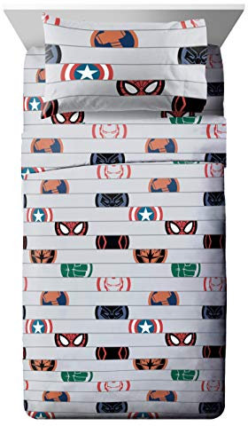 Jay Franco Marvel Avengers Emblems Full Sheet Set - 4 Piece Set Super Soft and Cozy Kid’s Bedding - Fade Resistant Microfiber Sheets (Official Marvel Product)