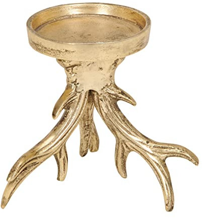 Kerzenhalter Geweih Hirsch Gold Kerzenteller Kerzenständer edel Kerzenleiste 1 2 3 4 Advent Adventskranz H 13 cm