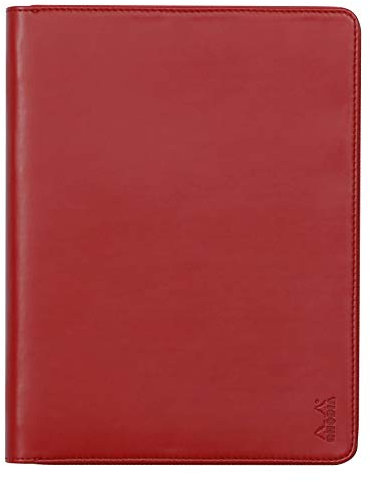 Rhodia 168106C - Konferenzmappe Rhodiarama für Block DIN A5, 19,5x25,5 cm, mit Etui, dehnbare Haupttasche, 2 flache Reißverschlusstaschen, Kartenfächer, Stiftehalter, Cover aus Kunstleder Rot, 1 Stück