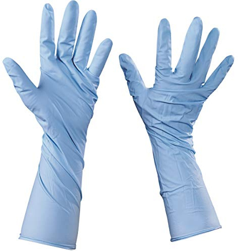 Box Partners GLV2014M Blue Nitrile Gloves with Extended Cuffs - Medium - Case of 50