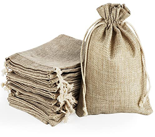 ilauke Weihnachtskalender Jutesäckchen Natur,30 Jute Geschenktüten 13 x 18cm,Jute Zugbeutel Wiederverwendbar Stoffbeutel Klein für Party,Geburtstagsfeier,Hochzeiten,Jute Beutel für Adventskalender