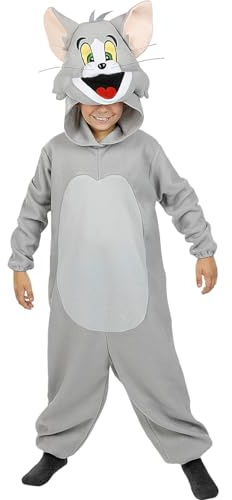 Funidelia | Tom Kostüm - Tom & Jerry für Jungen & Mädchen Zeichentrickfilm, Katze, Maus - Kostüme für Kinder & Verkleidung für Partys, Karneval & Halloween - Grau/Silber