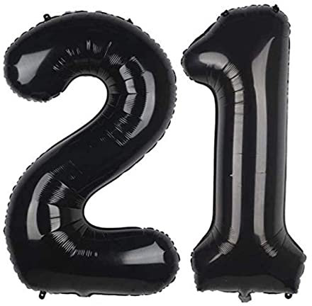 21 Luftballons Zahl Groß,21 Geburtstag Ballon Schwarz,40 Zoll/101CM Nummer 21 Aufblasbarer Helium Folienballon