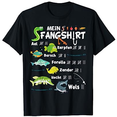 Fischarten Mein Fangshirt Lustiges Jungen Angler T-Shirt